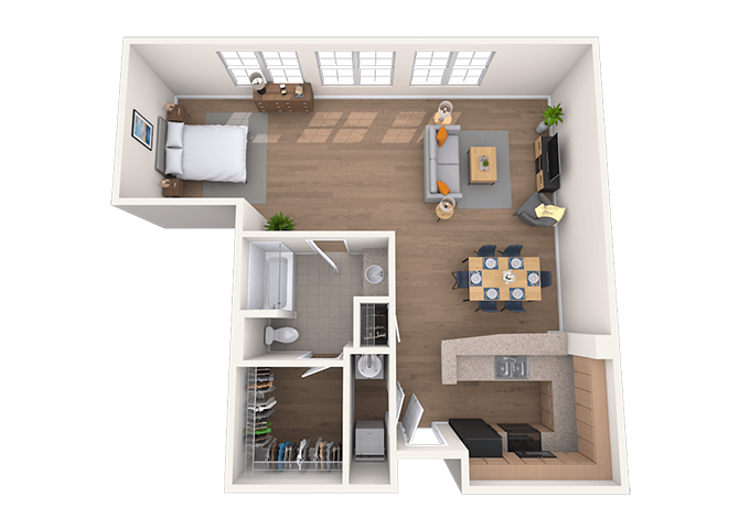 Studio 0x1 861-882 SF floor plan