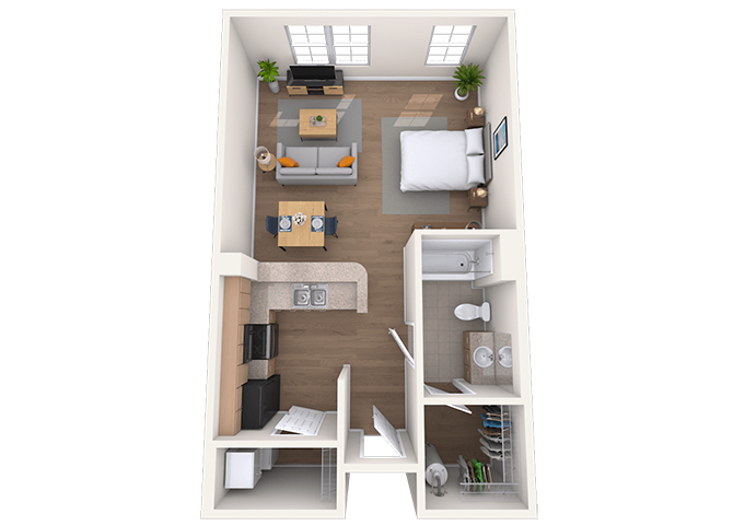 Studio 0x1 516-669 SF floor plan