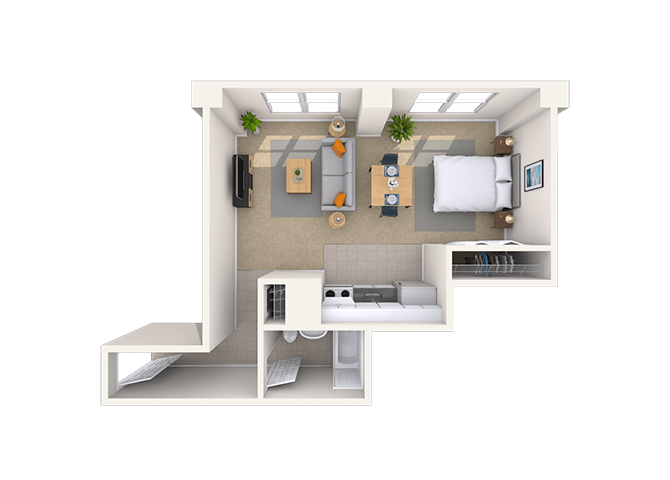 Studio 0x1 490 SF floor plan