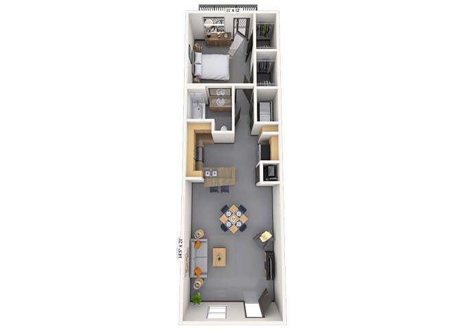 Loft 1x1 725 SF floor plan