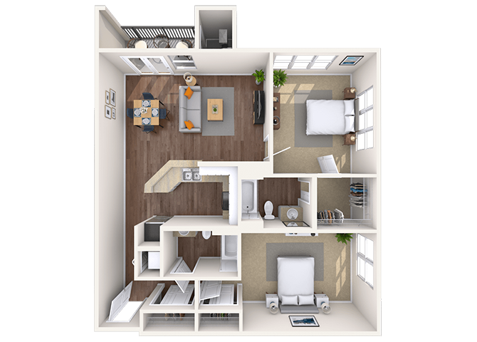 Traditional 2x2 1131-1162 SF floor plan