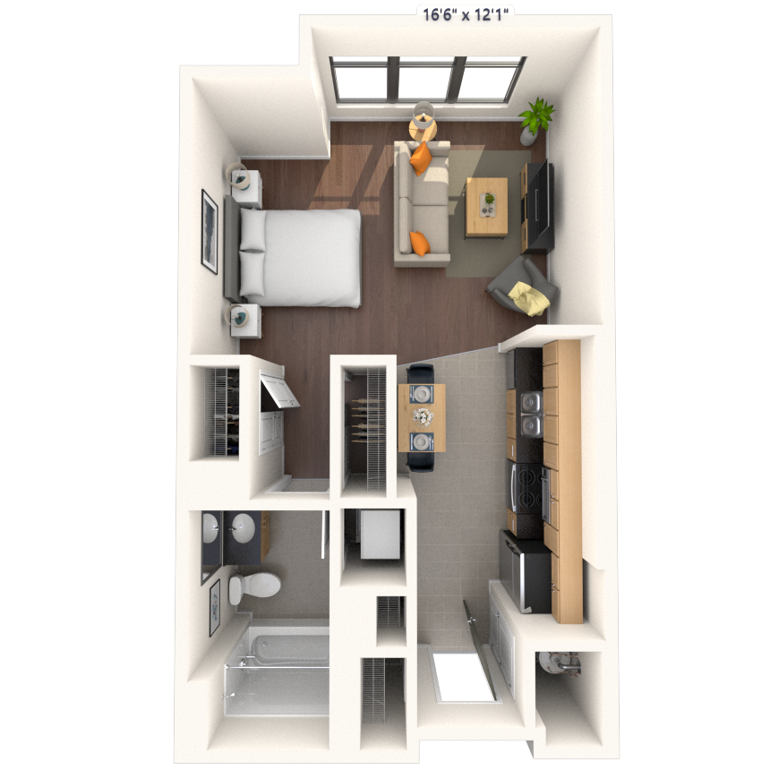 Studio 0x1 513 SF floor plan