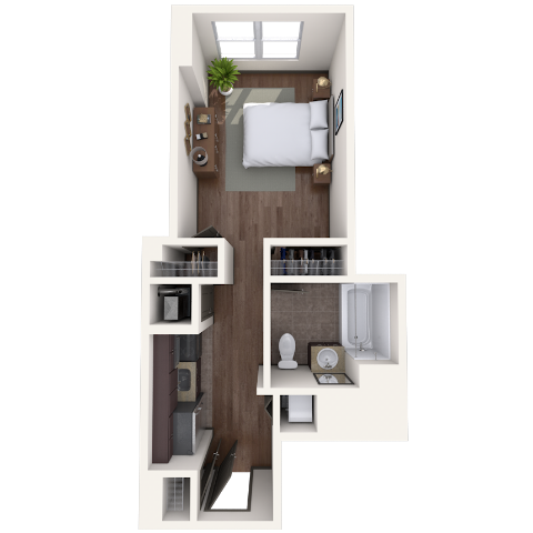 Studio 0x1 391-425 SF floor plan