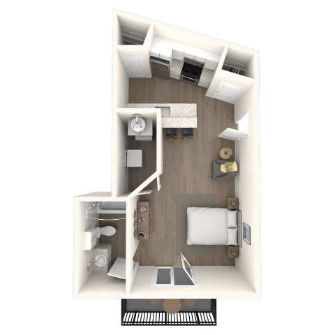 Studio 0x1 447 SF floor plan