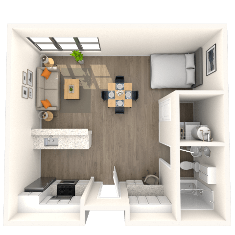 Studio 0x1 516-643 SF floor plan