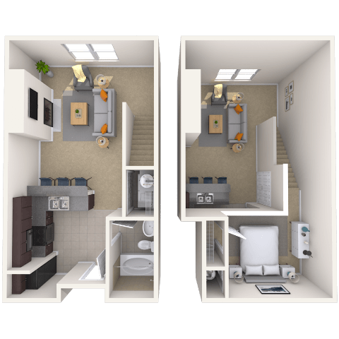 Dual Level 0x1 632 SF floor plan