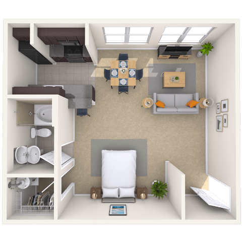 Studio 0x1 593 SF floor plan