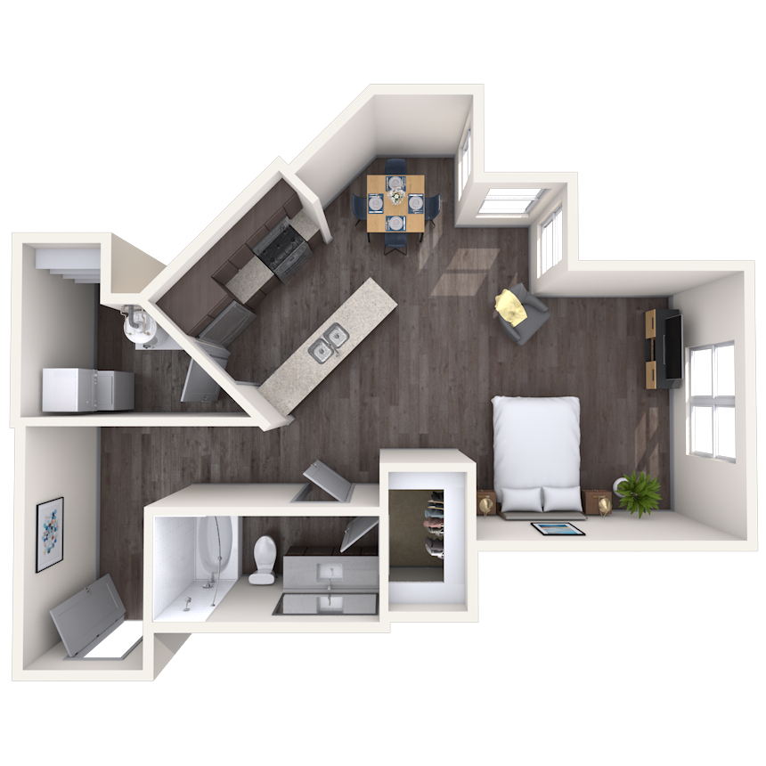 Studio 0x1 650 SF floor plan