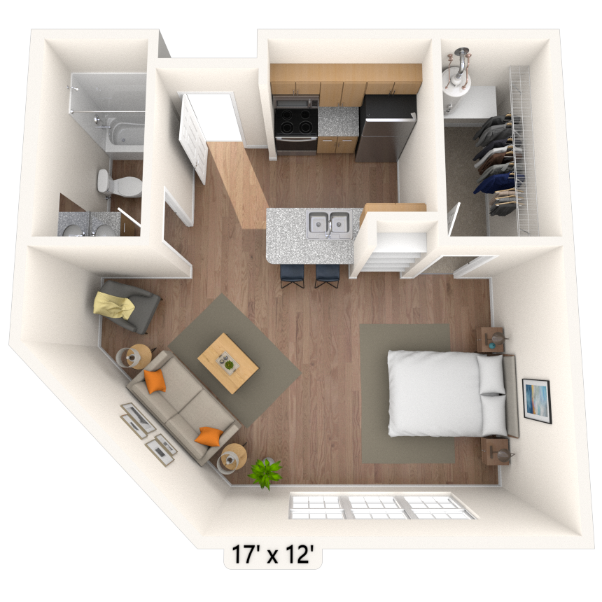 Studio 0x1 557 SF floor plan