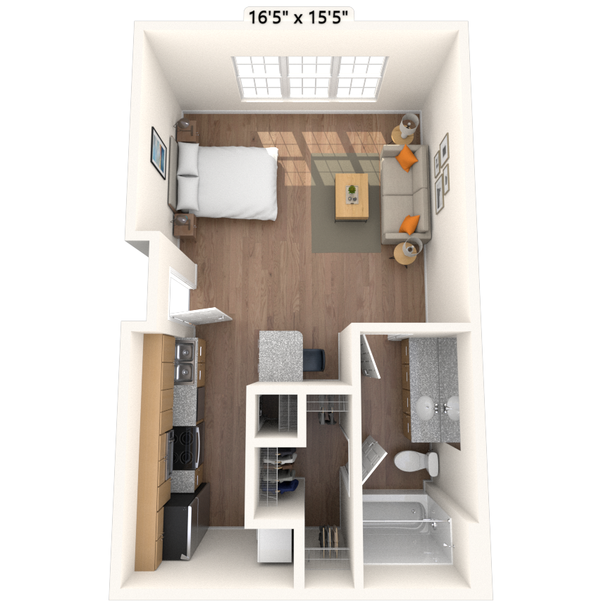 Studio 0x1 489 SF floor plan