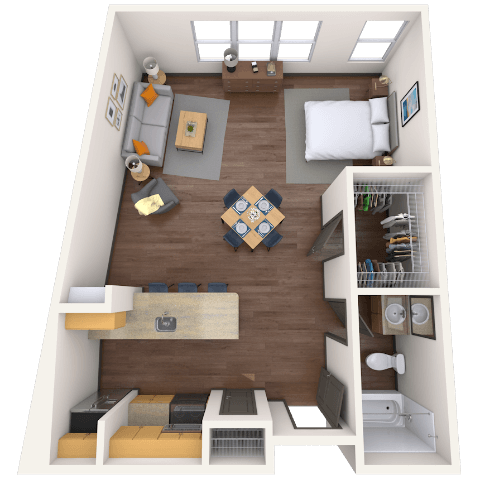 Studio 0x1 678 SF floor plan