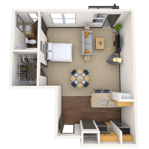 Studio 0x1 671 SF floor plan