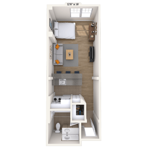 Studio 0x1 334-619 SF floor plan