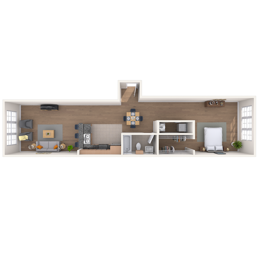 Studio 0x1 978 SF floor plan