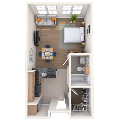Studio 0x1 447-740 SF floor plan