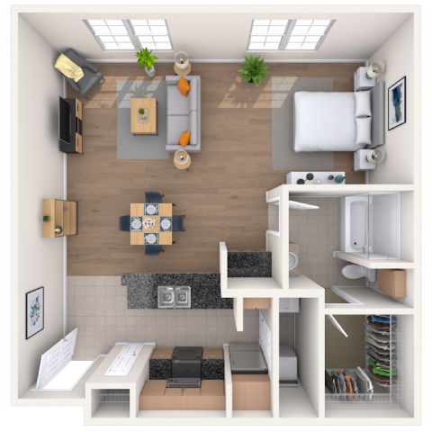 Studio 0x1 534-843 SF floor plan
