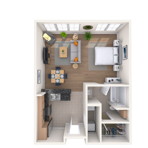 Studio 0x1 673 SF floor plan