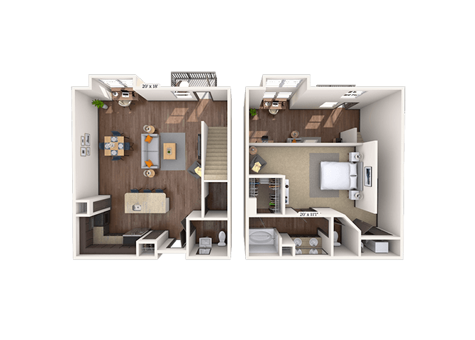 Studio 0x1.5 1164-1226 SF floor plan
