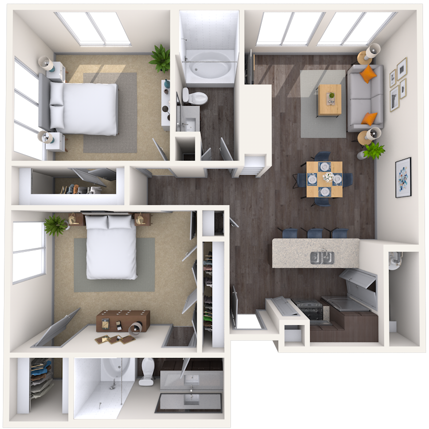 Traditional 2x2 1125-1288 SF floor plan