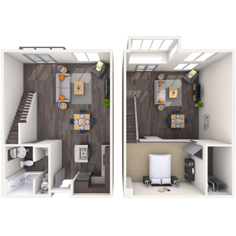 Loft 0x1 803-1266 SF floor plan