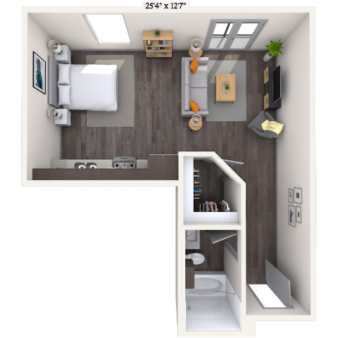 Studio 0x1 573-623 SF floor plan