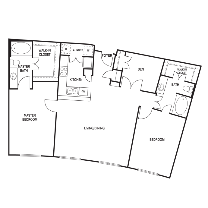 Traditional 2x2 1293-1296 SF floor plan