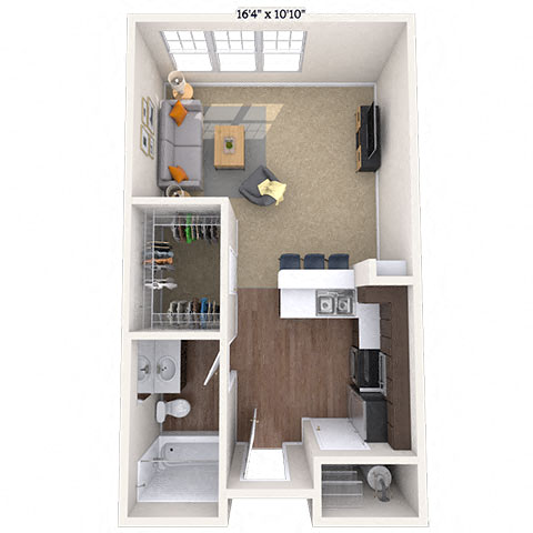 Studio 0x1 483-890 SF floor plan
