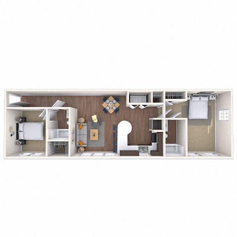 Traditional 2x2 969-994 SF floor plan
