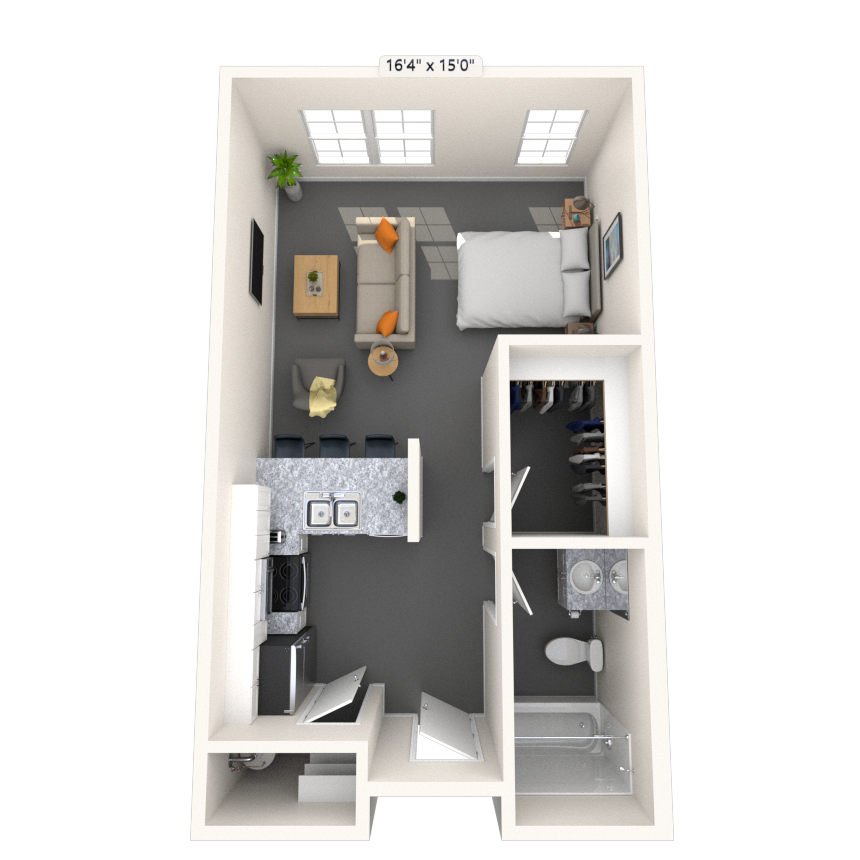 Studio 0x1 486-583 SF floor plan