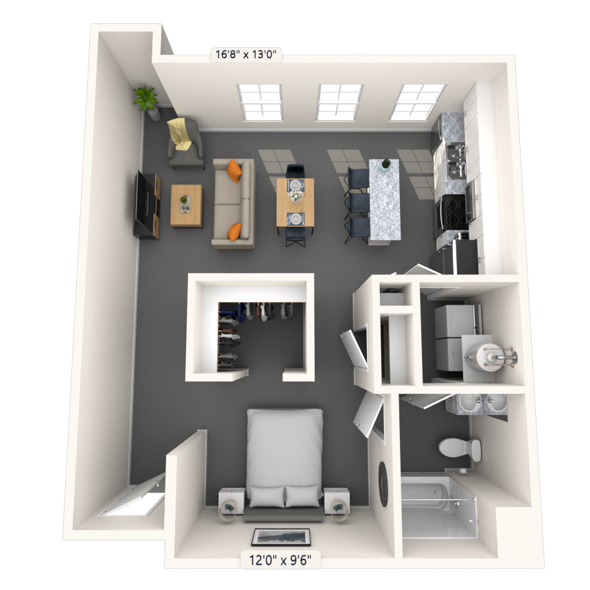 Loft 0x1 749-891 SF floor plan