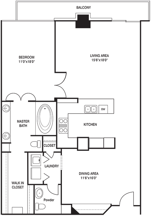 1 Bed/1.5 Bath