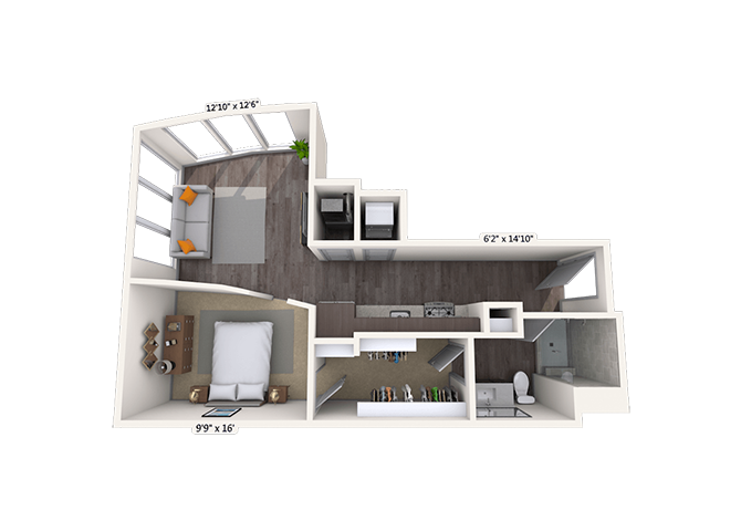 Studio 0x1 646 SF floor plan