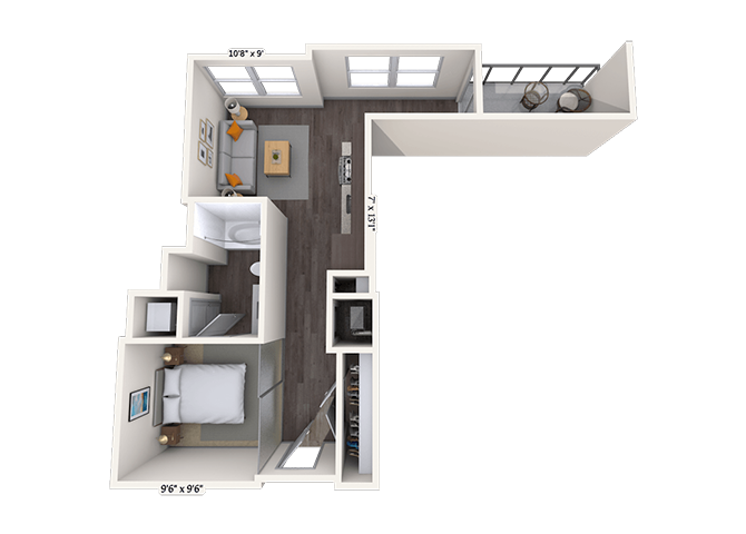 Studio 0x1 555 SF floor plan