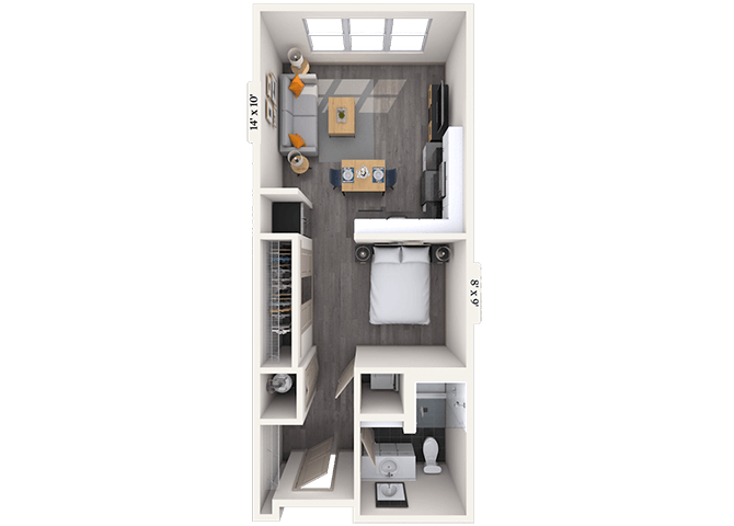 Studio 0x1 432-529 SF floor plan