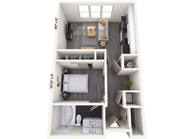 Studio 0x1 581-595 SF floor plan