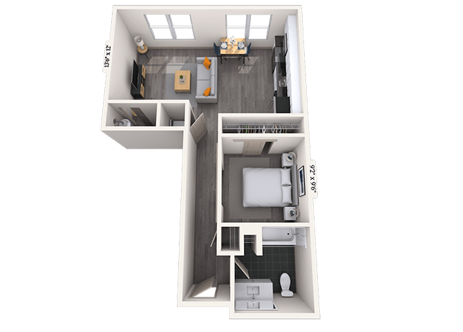 Studio 0x1 643 SF floor plan