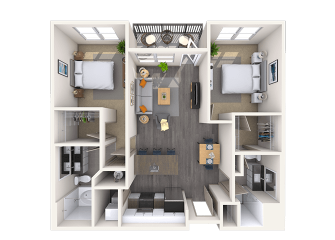 Traditional 2x2 1013 SF floor plan