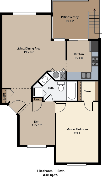 The Crossings at St. Charles 1 bed floor plan The Crossings at St. Charles 1 bed floor plan
