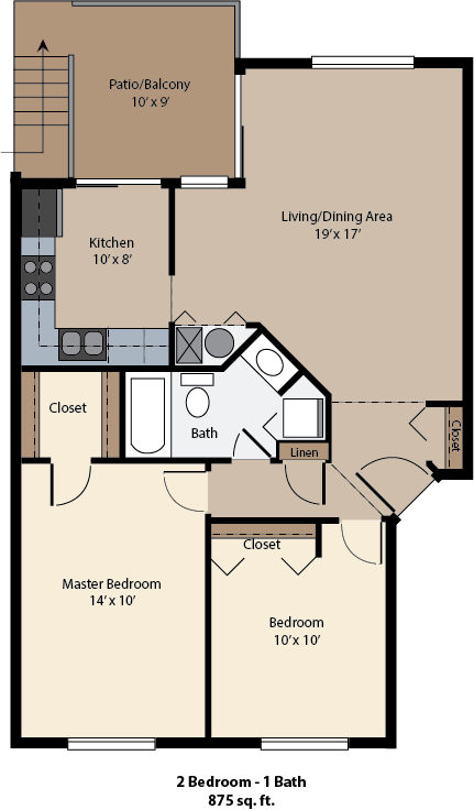 The Crossings at St. Charles 2 bed 1 bath floor plan The Crossings at St. Charles 2 bed 1 bath floor plan