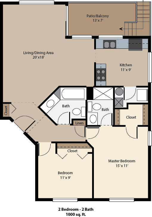 The Crossings at St. Charles 2 bed 2 bed floor plan The Crossings at St. Charles 2 bed 2 bath floor plan
