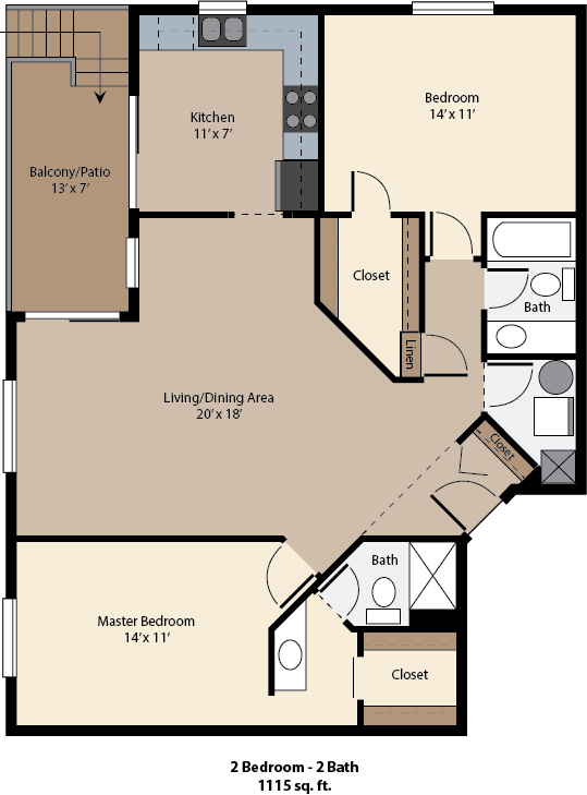 The Crossings at St. Charles 2 bed 2 bath floor plan The Crossings at St. Charles 2 bed 2 bath floor plan