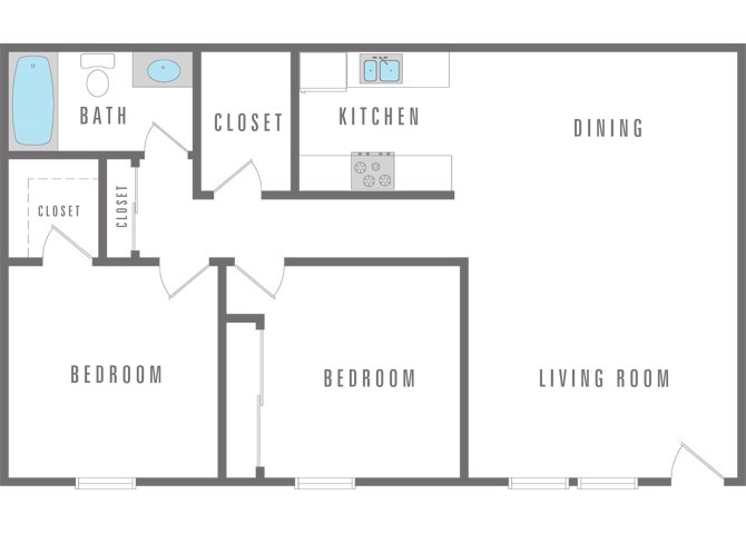 2 bed 1 bath