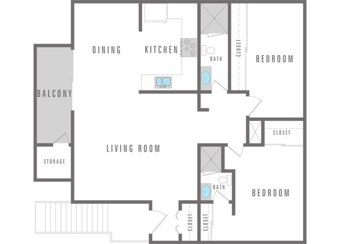 2 bed and 2 bath