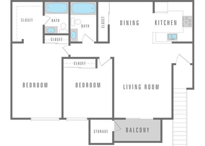 2 bed and 2 bath