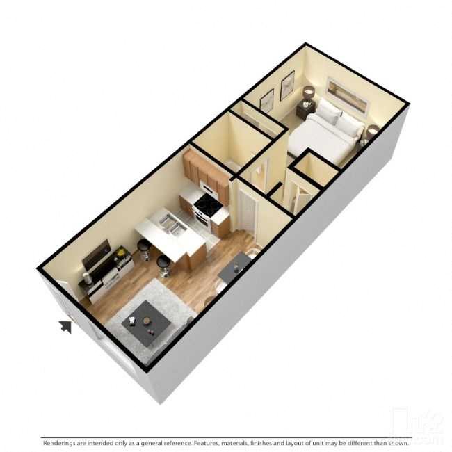 3D apartment layout preview at The Residences at Camelback West.