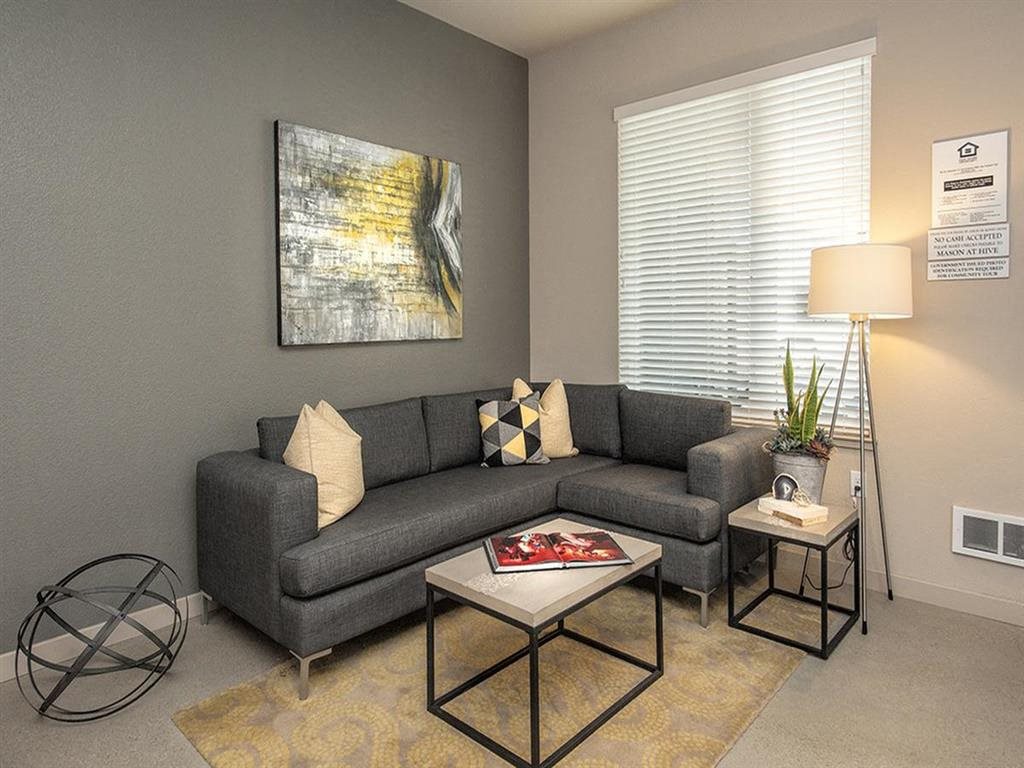 Mason at Hive Living Room Brand New Apartments for Rent in Oakland, Ca | Mason at Hive Apartments Now Leasing