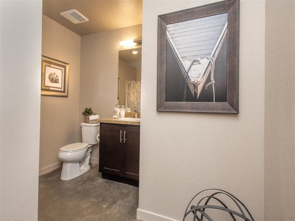 Bathroom l Brand New Apartments for Rent | Mason at Hive Apartments in Oakland, CA Now Leasing