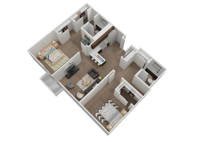 The 2x2 floor plan.l Square One Apartments in Sparks NV