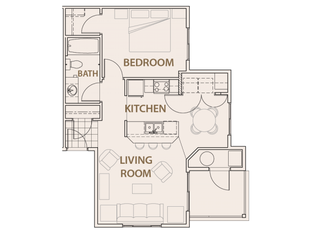 Copper Peak Apartments | One Bedroom 1x1 floor plan Longmont, CO 99337 | Copper Peak Apartments