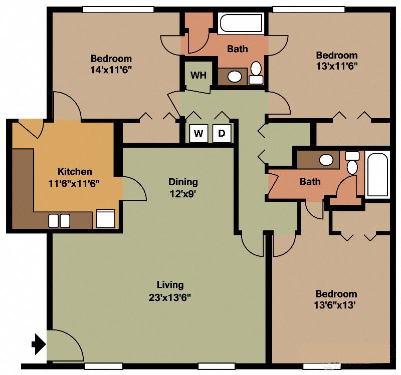 3 Bedroom 2 Bath Flat Waterford Square Apartments Three bedroom Two bath flat apartment in Huntsville, AL